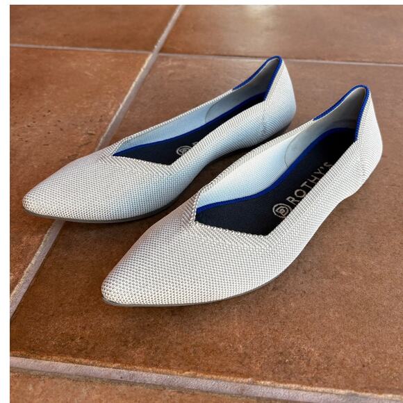 Rothy's The Point Light Gray Slip On Knit Flats size 9.5 - Picture 1 of 16